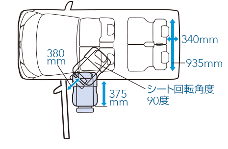福祉車両：ステラ トランスケア ウイングシート（助手席リフトタイプ）各部寸法図2